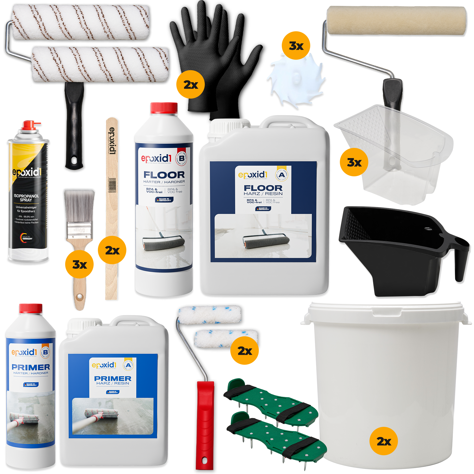 Kit de peinture en rouleau 2K pour revêtement de sol pour garage simple pour ~18 m²